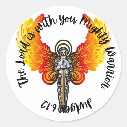 Schriftzüge (Richter 6:12) Runder Aufkleber (Vorderseite)