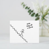 "Schritt für Schritt", Mann auf der Treppe anklebe Postkarte (Stehend Vorderseite)