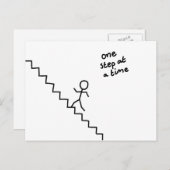 "Schritt für Schritt", Mann auf der Treppe anklebe Postkarte (Vorne/Hinten)