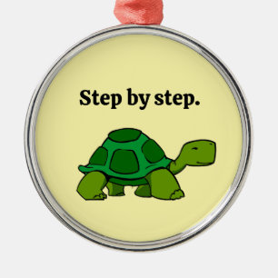 Schritt für Schritt Turtle-Cartoon, anhaltender Er Silbernes Ornament