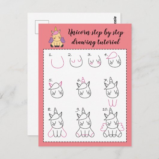 Schritt für Schritt zeichnend Tutorial Postkarte (Vorne/Hinten)