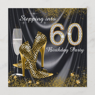 Schritt in 60 Geburtstagsparty Black Satin Einladung