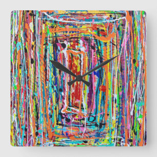 Schritt in die Wand Quadratische Wanduhr