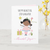 Schritt Tochter Geburtstagsfee pink whimsical Karte (Gelbe Blume)