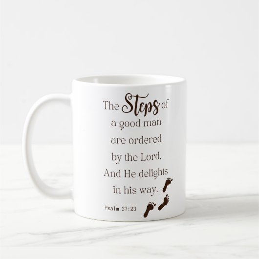 Schritte eines guten Mannes - Psalm 37:23 Bibelver Kaffeetasse (Links)