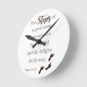 Schritte eines guten Mannes - Psalm 37:23 Bibelver Runde Wanduhr (Winkel)