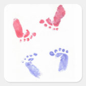 Schritte von 2 Baby's Baby Feet Footprints Quadratischer Aufkleber (Vorderseite)
