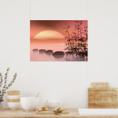 Schritte zum roten Sonnenuntergang Poster (Küche)