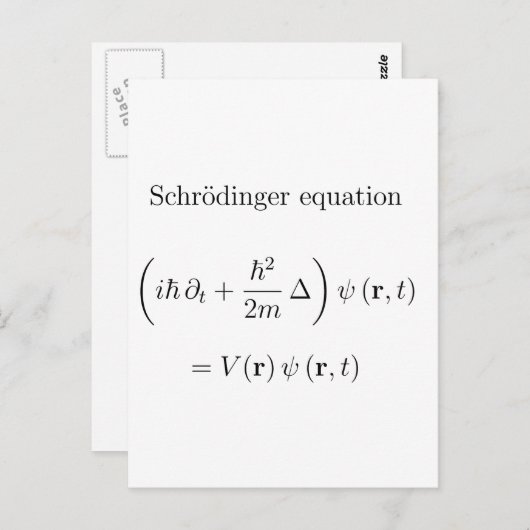 Schrodinger Gleichung mit Namen Postkarte (Vorne/Hinten)