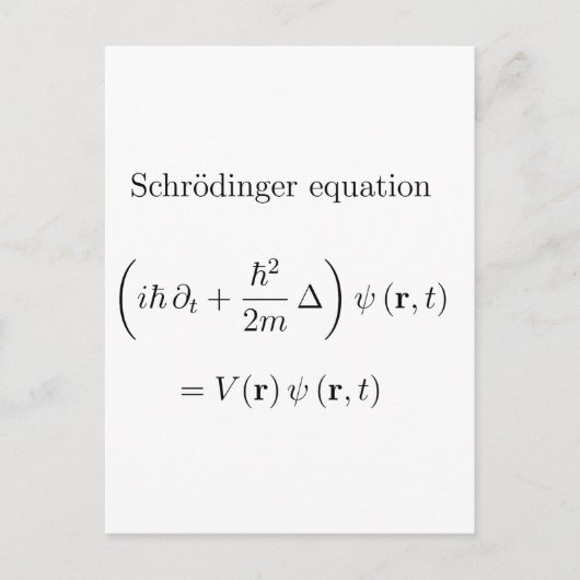 Schrodinger Gleichung mit Namen Postkarte (Vorderseite)