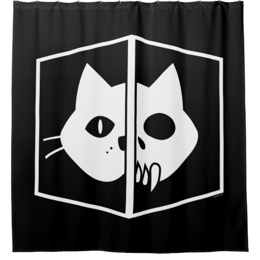 Schrödinger Katzen-Grafik Duschvorhang (Vorderseite)
