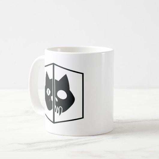 Schrödinger Katzen-Grafik Kaffeetasse (Vorderseite Links)