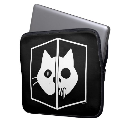 Schrödinger Katzen-Grafik Laptopschutzhülle (Vorderseite Links)