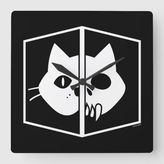 Schrödinger Katzen-Grafik Quadratische Wanduhr (Vorderseite)