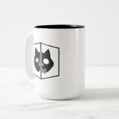 Schrödinger Katzen-Grafik Zweifarbige Tasse (Vorderseite Links)