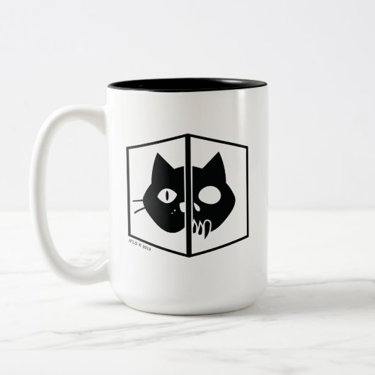 Schrödinger Katzen-Grafik Zweifarbige Tasse (Links)