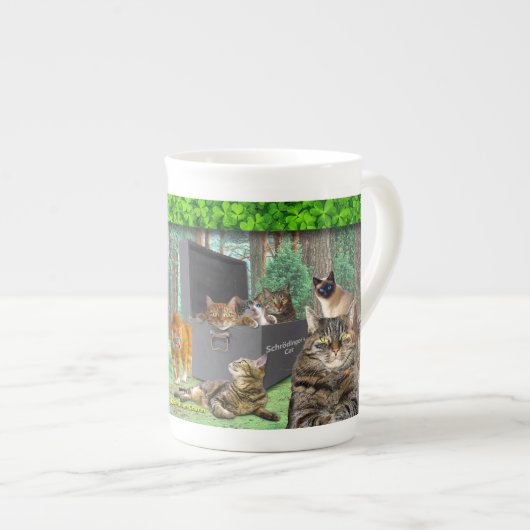 Schrodingers Cat Bone China Tasse (Vorderseite Rechts)