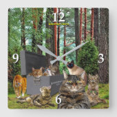 Schrodingers Cat Clock Quadratische Wanduhr (Vorderseite)