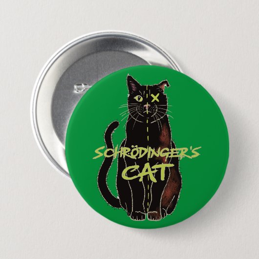 Schrodingers Cat Funny Physics Button (Vorne & Hinten)