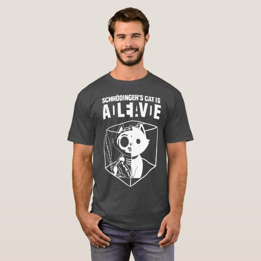 Schrodingers Cat Funny Science Cat Dead and Alive T-Shirt (Vorne ganz)