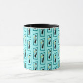 Schrödingers Cat Mid Century Modern blass blau Tasse (Zentrum)