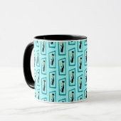 Schrödingers Cat Mid Century Modern blass blau Tasse (Vorderseite Links)
