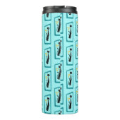 Schrödingers Cat Mid Century Modern blass blau Thermosbecher (Rückseite)