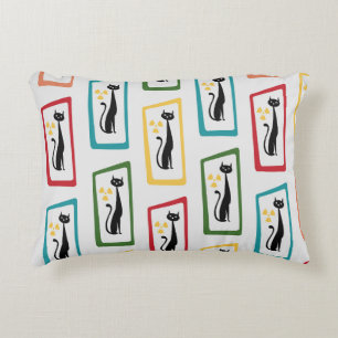 Schrödingers Cat Mid Century Modern farbig Dekokissen