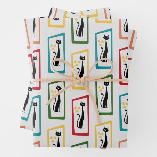Schrödingers Cat Mid Century Modern farbig Geschenkpapier Set (Beispiel)