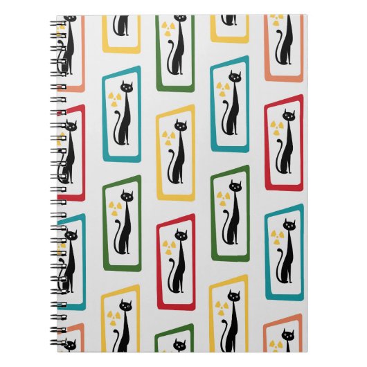Schrödingers Cat Mid Century Modern farbig Notizblock (Vorderseite)