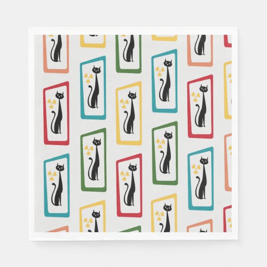 Schrödingers Cat Mid Century Modern farbig Serviette (Vorderseite)