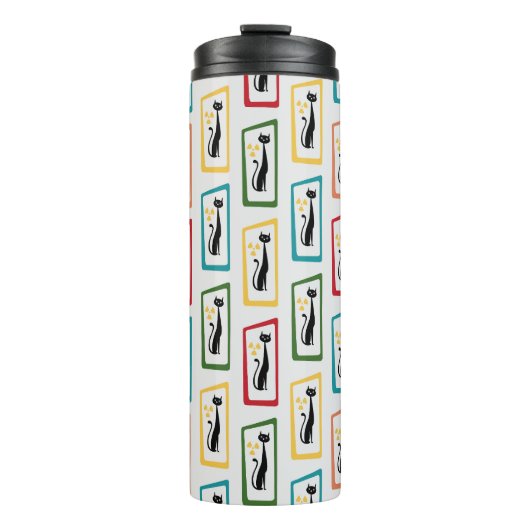 Schrödingers Cat Mid Century Modern farbig Thermosbecher (Vorderseite)