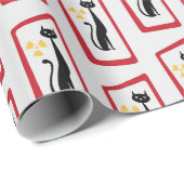 Schrödingers Cat Mid Century Modern Red Geschenkpapier (Rolleneckpunkt)