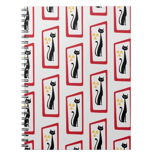 Schrödingers Cat Mid Century Modern Red Notizblock (Vorderseite)