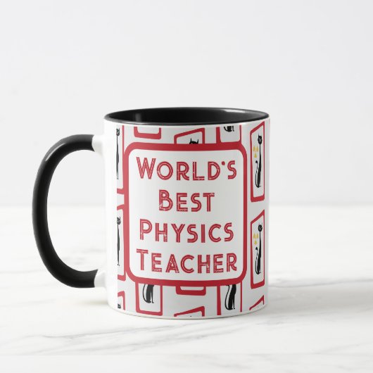 Schrödingers Cat Mid Century Modern Red Tasse (Links)