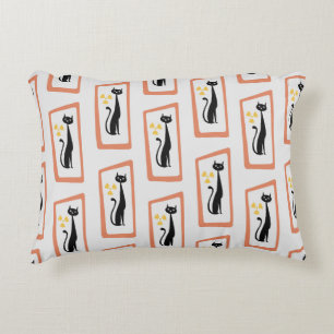 Schrödingers Cat Mid Century Moderne Orange Dekokissen