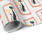 Schrödingers Cat Mid Century Moderne Orange Geschenkpapier (Rolleneckpunkt)