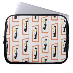 Schrödingers Cat Mid Century Moderne Orange Laptopschutzhülle
