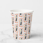 Schrödingers Cat Mid Century Moderne Orange Pappbecher (Rückseite)