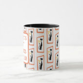 Schrödingers Cat Mid Century Moderne Orange Tasse (Zentrum)
