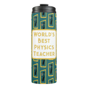 Schrödingers Cat Mid Century Modernes dunkelblau Thermosbecher