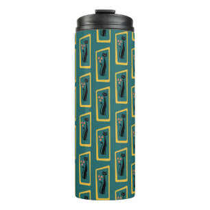 Schrödingers Cat Mid Century Modernes dunkelblau Thermosbecher