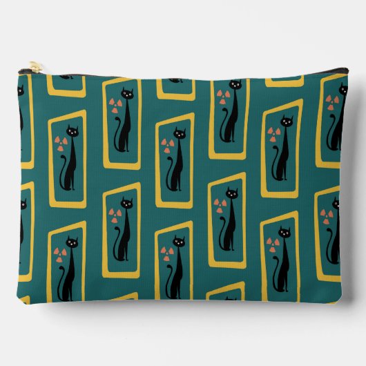 Schrödingers Cat Mid Century Modernes dunkelblau Zubehörtasche (Vorderseite)