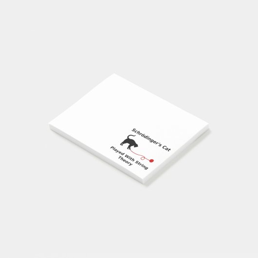 Schrödingers Katze gespielt mit Schnur-Theorie Post-it Klebezettel (angewinkelt)