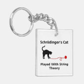 Schrödingers Katze gespielt mit Schnur-Theorie Schlüsselanhänger (Vorderseite links)