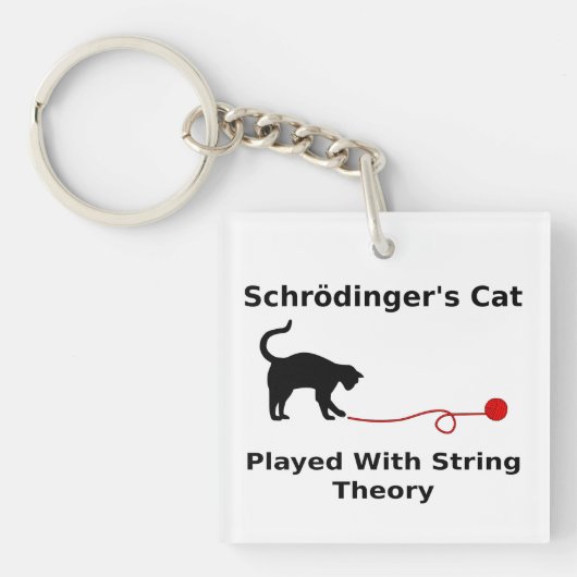 Schrödingers Katze gespielt mit Schnur-Theorie Schlüsselanhänger (Vorderseite)