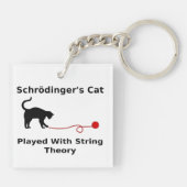Schrödingers Katze gespielt mit Schnur-Theorie Schlüsselanhänger (Rückseite)