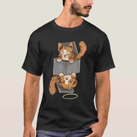 Schrödingers Katze in einer Box Lustige Quantenmec T-Shirt (Vorderseite)