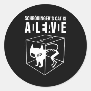 Schrödingers Katze ist ein lebendes totes Paradox  Runder Aufkleber