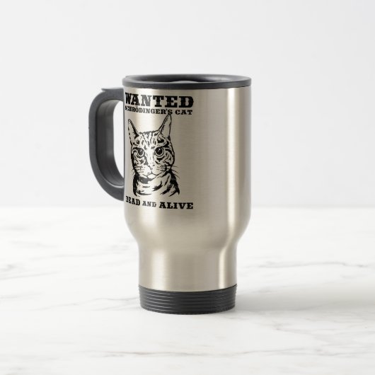 Schrodingers Katze wollten Tote oder lebendiges Reisebecher (Vorderseite Links)